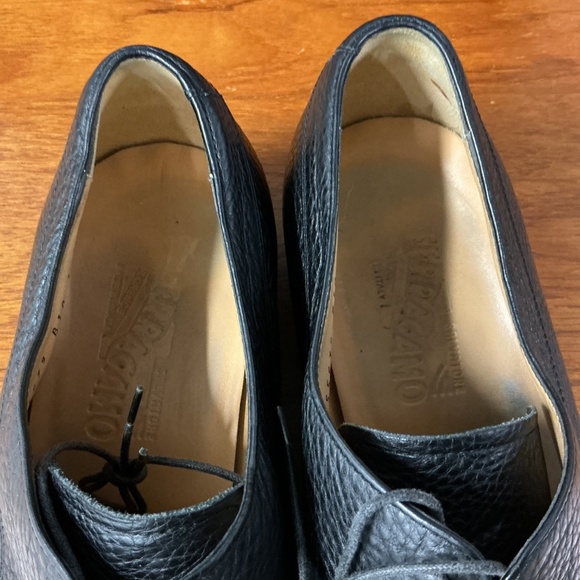 Salvatore Ferragamo Men Black Pebbled Leather Moc Split Toe Derby Oxford Size 13 - Picture 6 of 9
